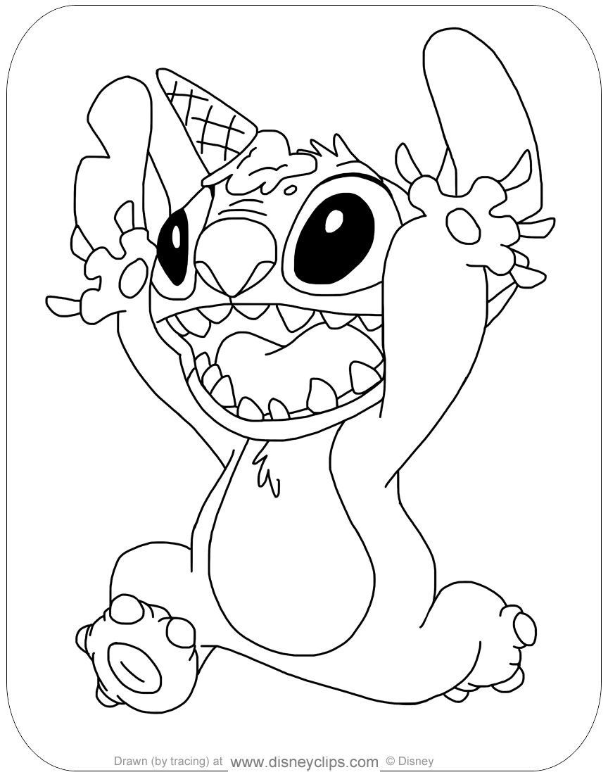 46+ Relaxing Cute Disney Stitch Coloring Pages with Simple Outline