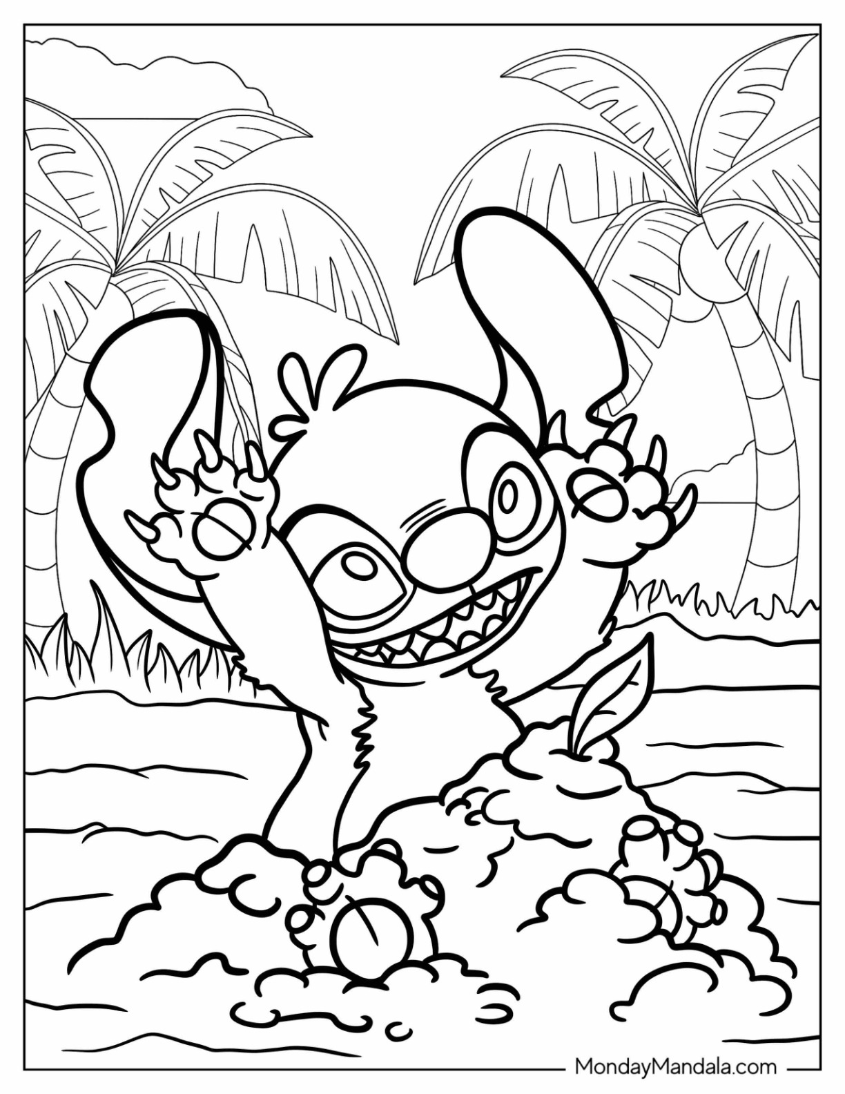 129+ Colorful Stitch Surfing Coloring Pages Printable