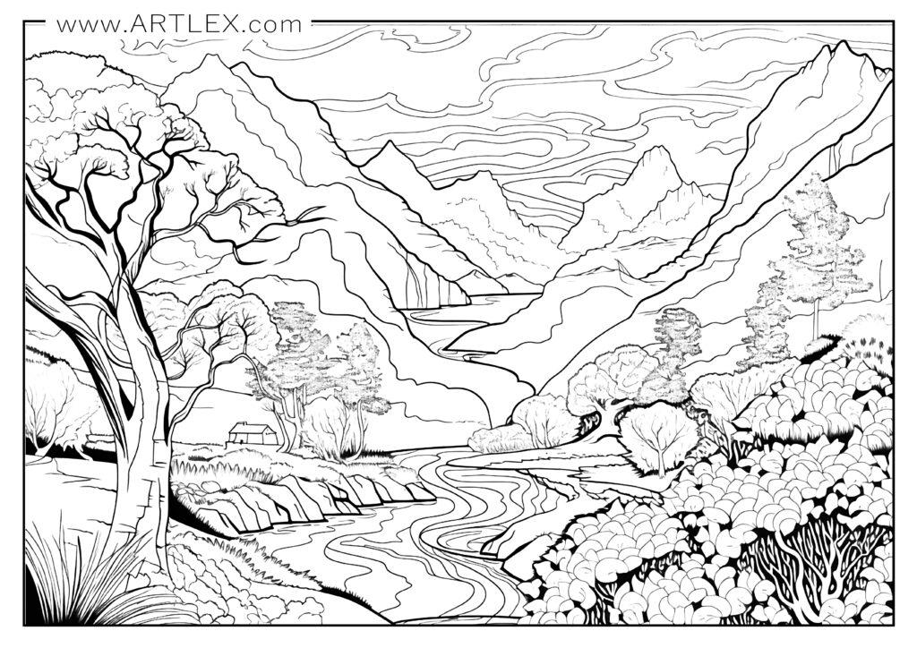 48+ Free Detailed Landscape Coloring Pages Colored