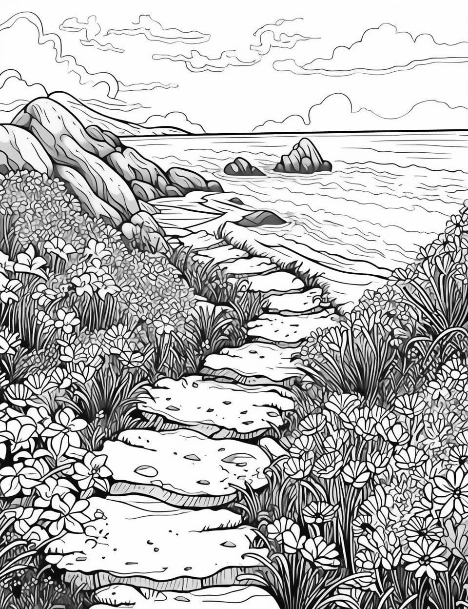 34+ Top Detailed Landscape Coloring Pages Free Printable