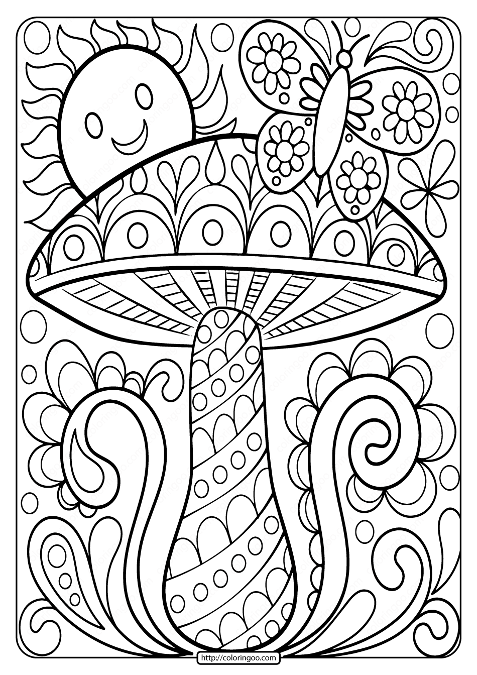 37+ Top Simple Adult Coloring Pages Mushrooms Sheets Printables